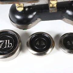 Antique Iron, Brass and Steel Scale with 2, 4 and 7 Pound Weights