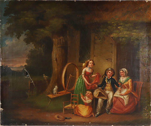 Mid 19th Century English School Oil on Canvas "The Jolly Tars Return" unframed 