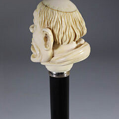 Automata Carved Monk Head With Rolling Eye and Tongue Walking Stick, circa 1890