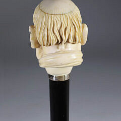 Automata Carved Monk Head With Rolling Eye and Tongue Walking Stick, circa 1890