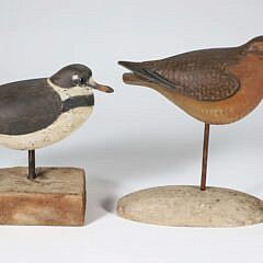Two Vintage David B. Ward Shorebird Snipe Decoys, each with branded initials and date