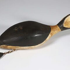 Vintage Folk Art Swimming Bufflehead Duck Decoy, weighted body 