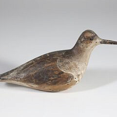 Antique Folk Art Shore Bird Decoy, worn paint with pellet holes