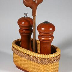 Delores and Ben Spychalski Nantucket Basket Woven Salt and Pepper Caddy, Circa 2008 