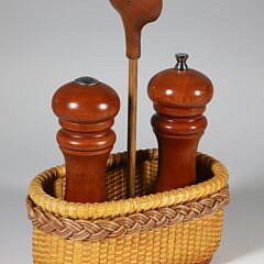 Delores and Ben Spychalski Nantucket Basket Woven Salt and Pepper Caddy, circa 2008