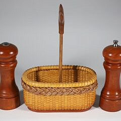 Delores and Ben Spychalski Nantucket Basket Woven Salt and Pepper Caddy, circa 2008
