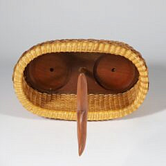 Delores and Ben Spychalski Nantucket Basket Woven Salt and Pepper Caddy, circa 2008
