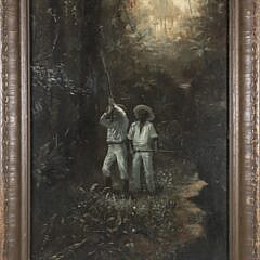 Marc Lucas Oil on Board "Hunters", Circa 1894