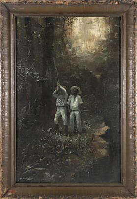 Marc Lucas Oil on Board "Hunters", Circa 1894