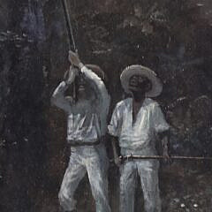 Marc Lucas Oil on Board “The Hunters”, circa 1894
