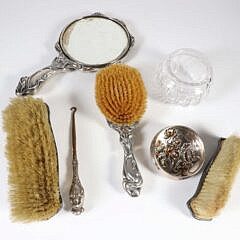 Five Piece Sterling Silver Art Nouveau Dresser Set