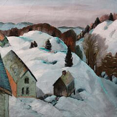 Mountfort Coolidge Oil on Canvas “Mountainous Winter Scene”