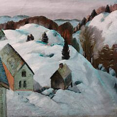 Mountfort Coolidge Oil on Canvas “Mountainous Winter Scene”