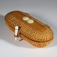 Nantucket Rattan Woven Eyeglass Case With Twin Shells