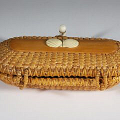 Nantucket Rattan Woven Eyeglass Case With Twin Shells