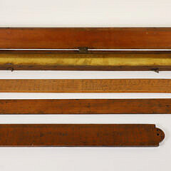 Boxed Brass Flat Rule By H. Hughes & Son, London with three wooded flat rules