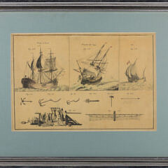 19th Century Whaling Implements Lithograph