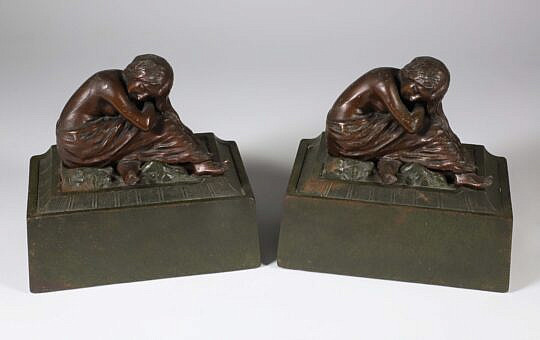 Pair of Patina Bronze Ladies