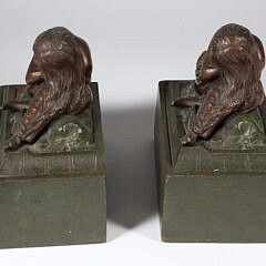 Pair of “Sleeping Beauty” Cast Iron Gilded Bookends by Noble Ironworks, circa 1925