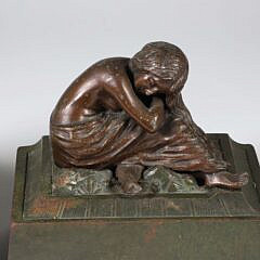 Pair of “Sleeping Beauty” Cast Iron Gilded Bookends by Noble Ironworks, circa 1925