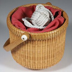 Jean M. Valerio Woven Round Swing Handle Nantucket Basket, circa 2016