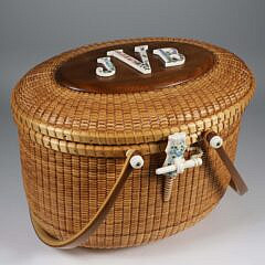 Jean M. Valerio Woven Double Swing Handle Nantucket Friendship Basket, circa 2010