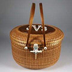Jean M. Valerio Woven Double Swing Handle Nantucket Friendship Basket, circa 2010
