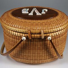 Jean M. Valerio Woven Double Swing Handle Nantucket Friendship Basket, circa 2010