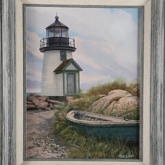 Paul Lipp Oil on Masonite "Brant Point Lighthouse Nantucket"