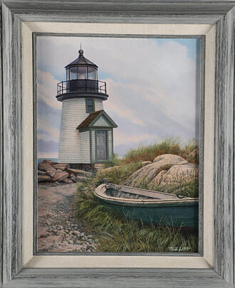 Paul Lipp Oil on Masonite "Brant Point Lighthouse Nantucket"
