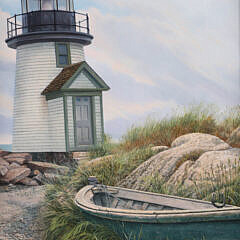 Paul Lipp Oil on Masonite “Brant Point Lighthouse Nantucket”