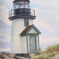 Paul Lipp Oil on Masonite “Brant Point Lighthouse Nantucket”