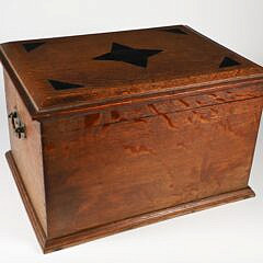 Oak and Ebony Star Inlaid Work Box, 19th Century