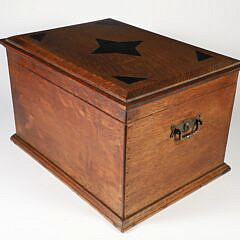 Oak and Ebony Star Inlaid Work Box, 19th Century