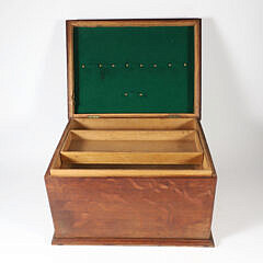 Oak and Ebony Star Inlaid Work Box, 19th Century