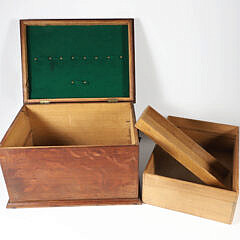 Oak and Ebony Star Inlaid Work Box, 19th Century