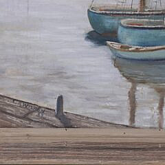 C.A. Wilson Oil on Canvas “New England Harbor Scene”, circa 1952