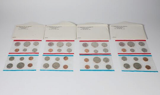 Four 1972 Uncirculated Treasury Mint Coin Sets