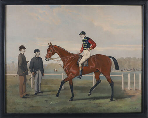 19th Century Print of Horse and Jockey signed lower right 