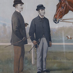 Alfred Frank de Prades Colored Print of Jockey, Horse, Trainer and Owner