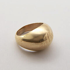 14K Yellow Gold Bulbous Dome Ring with Faint Monogram