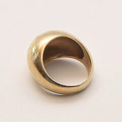 14K Yellow Gold Bulbous Dome Ring with Faint Monogram