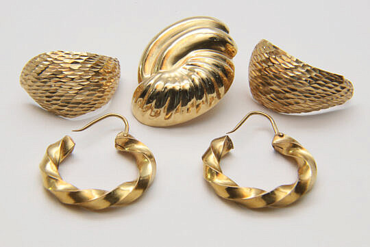 Group of Unmarked Gold Earrings