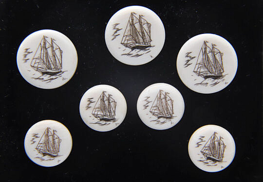 Boxed Set of Scrimshaw Buttons