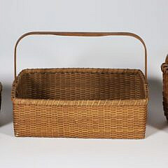 Group of Three Antique American Folk Art Woven Splint Baskets 