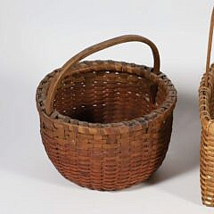Group of Three Antique American Folk Art Woven Splint Baskets