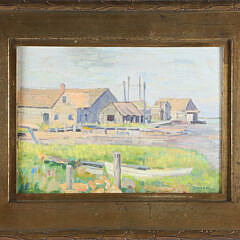 Vintage 1920s Impressionist Scene "Commercial Wharf Nantucket"