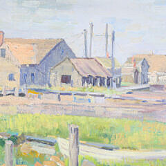 Vintage 1920s Impressionist Painting “Commercial Wharf Nantucket”