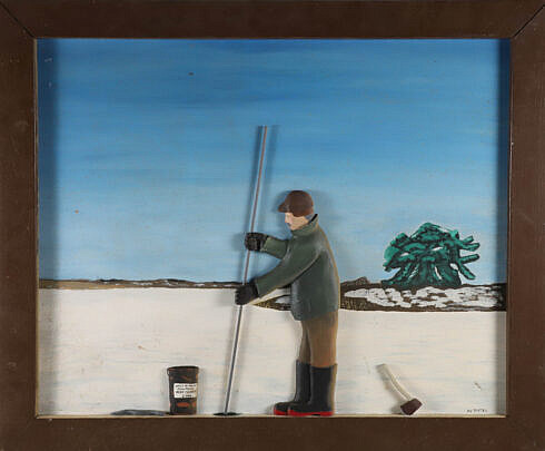 Billy Dexter 3D Wood Carving on Oil Panel "Ice Eeler West Polpis Harbor"