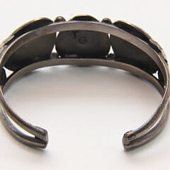 Vintage Navajo Dine Sterling Silver, Turquoise, and Coral Cuff Bracelet, Signed T.G.